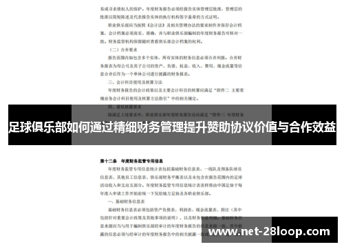 足球俱乐部如何通过精细财务管理提升赞助协议价值与合作效益